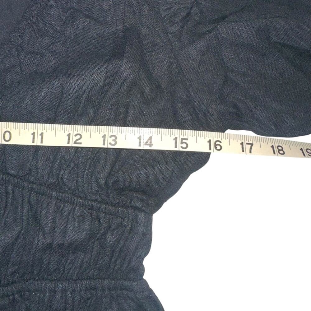 Abercrombie & Fitch Linen Blend Black Puff Sleeve Babydoll Top MEDIUM - Picture 5 of 7